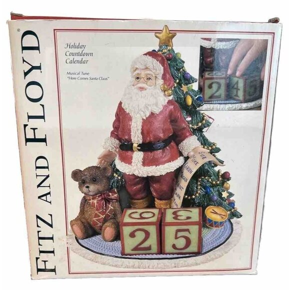 Fitz & Floyd Santa Count Down Calendar Christmas Blocks Musical Here Comes Santa - Picture 7 of 11